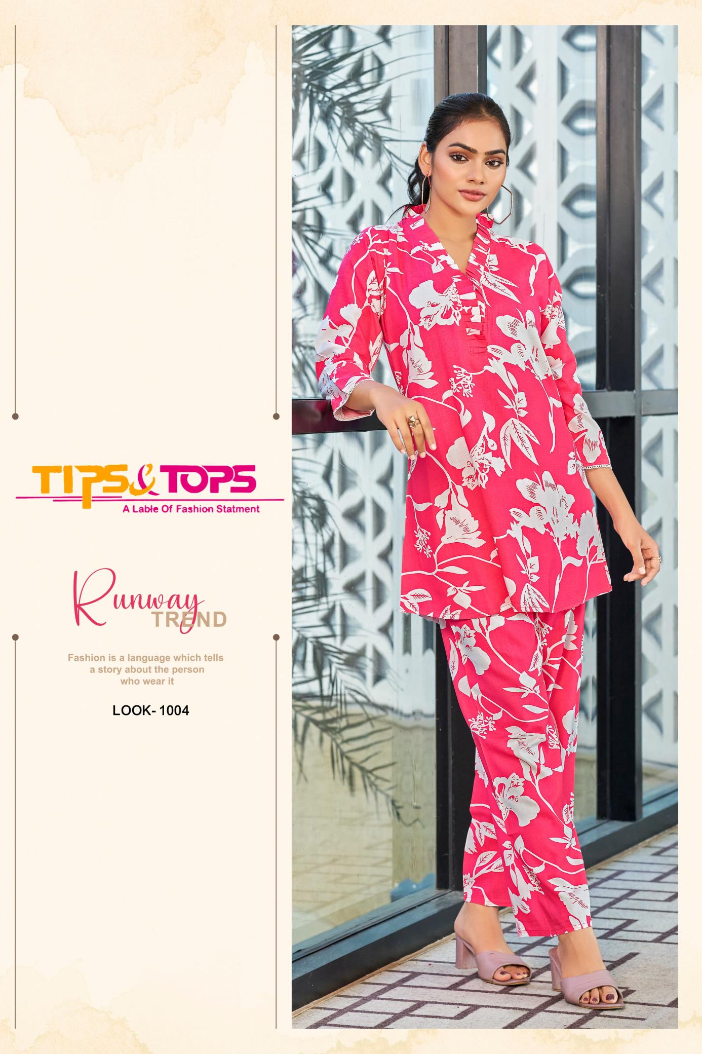 Tips And Tops Viona Rayon Printed Co Ord Set Collection Boutique Kurti Wholesale with price in Surat