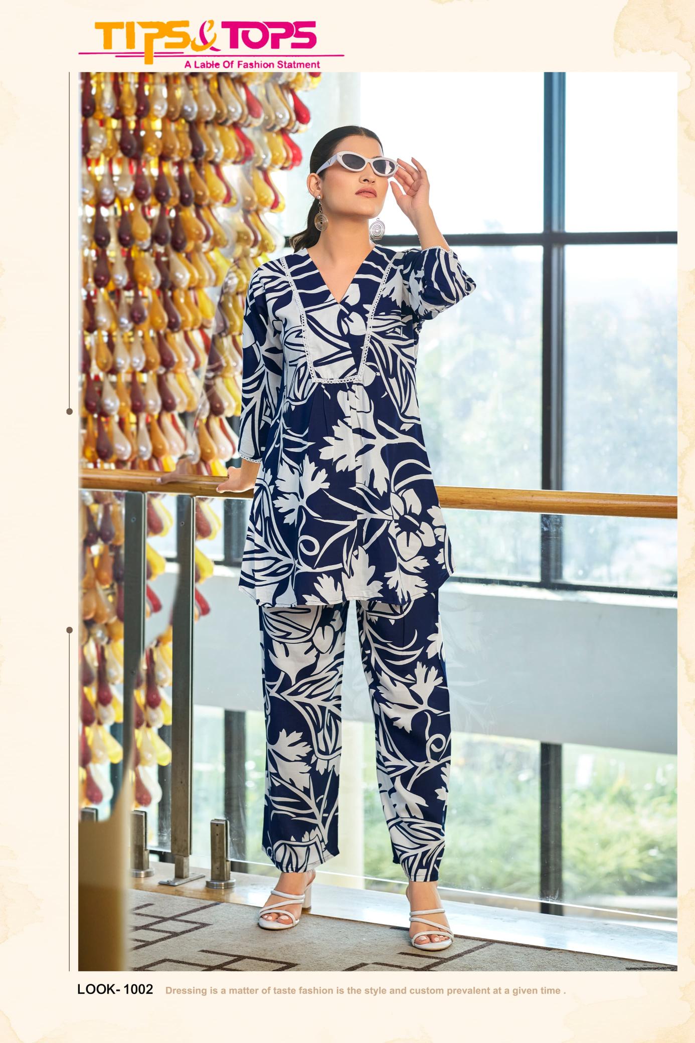 Tips And Tops Viona Rayon Printed Co Ord Set Collection Boutique Kurti Wholesale with price in Surat