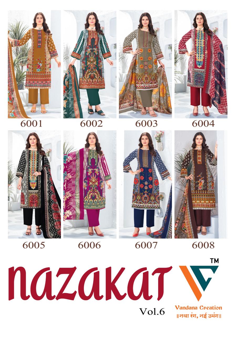 Vandana C Nazakat Vol 6 Cotton Dress Material Collection wholesalers of Dress material in Surat