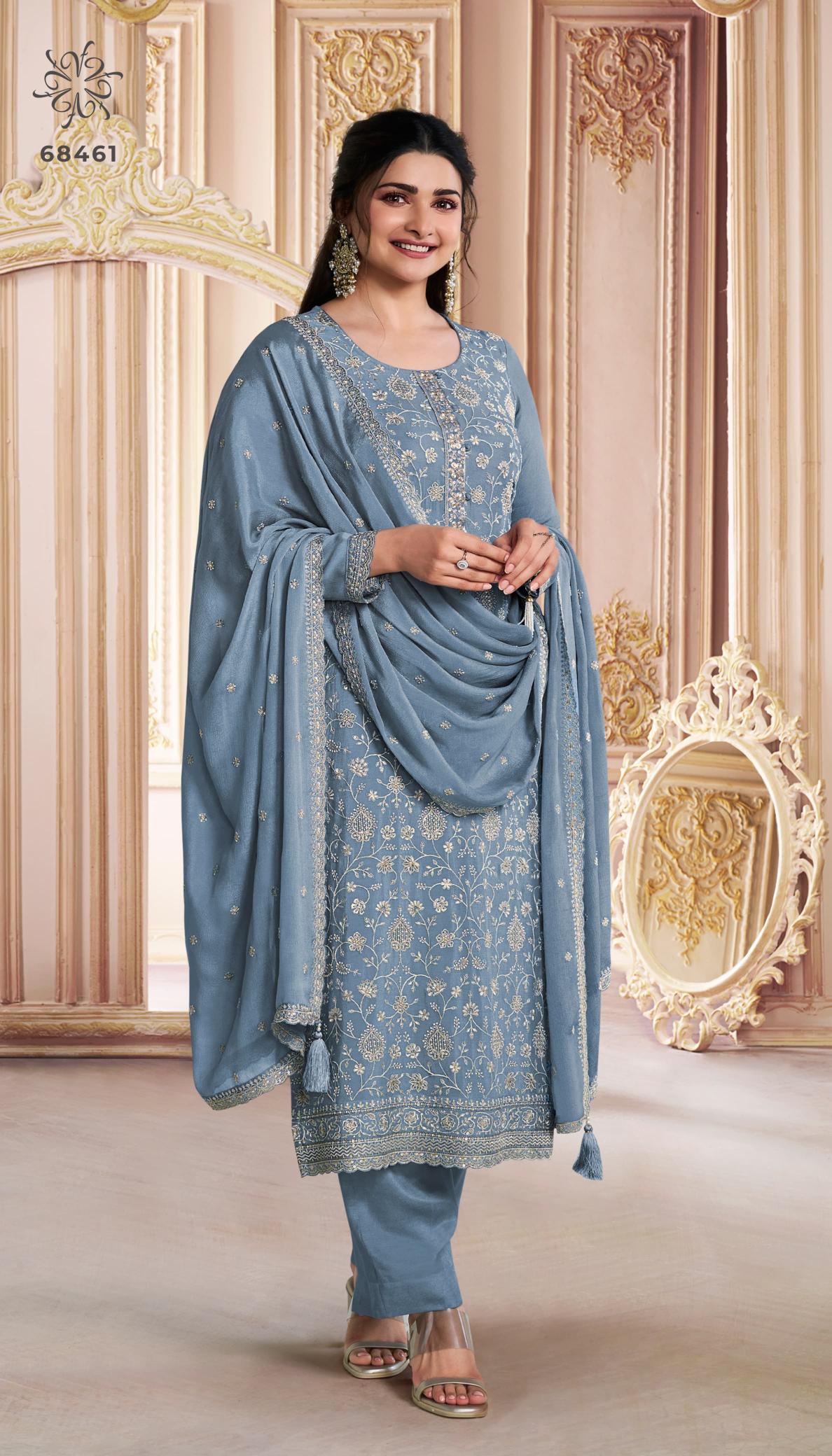 Vinay Kuleesh Saira Nx Chinon Embroidered Salwar Kameez Collection wholesaler of Salwar Kameez in Surat