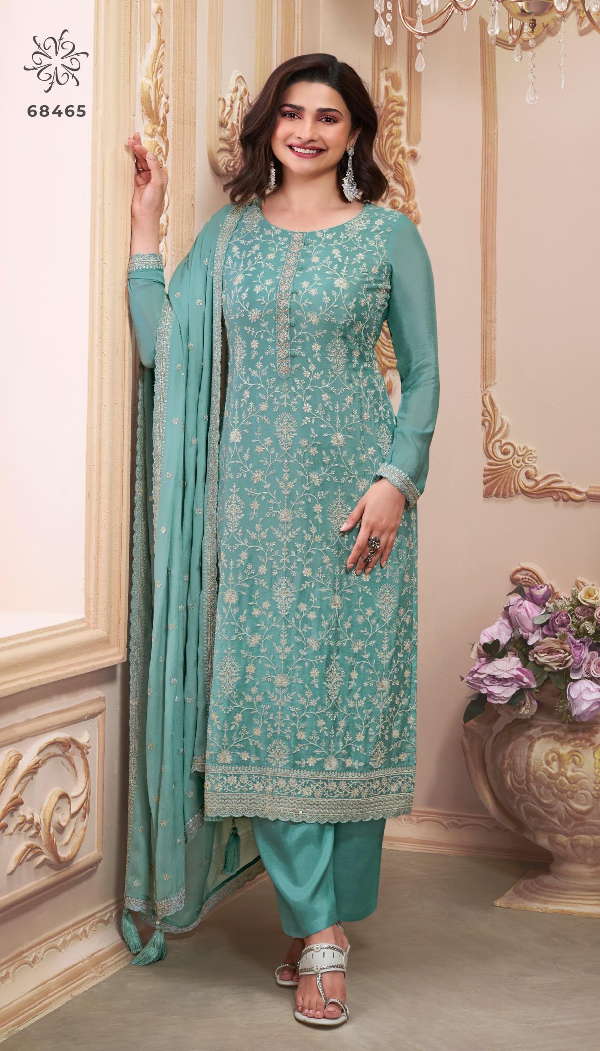 Vinay Kuleesh Saira Nx Chinon Embroidered Salwar Kameez Collection wholesaler of Salwar Kameez in Surat