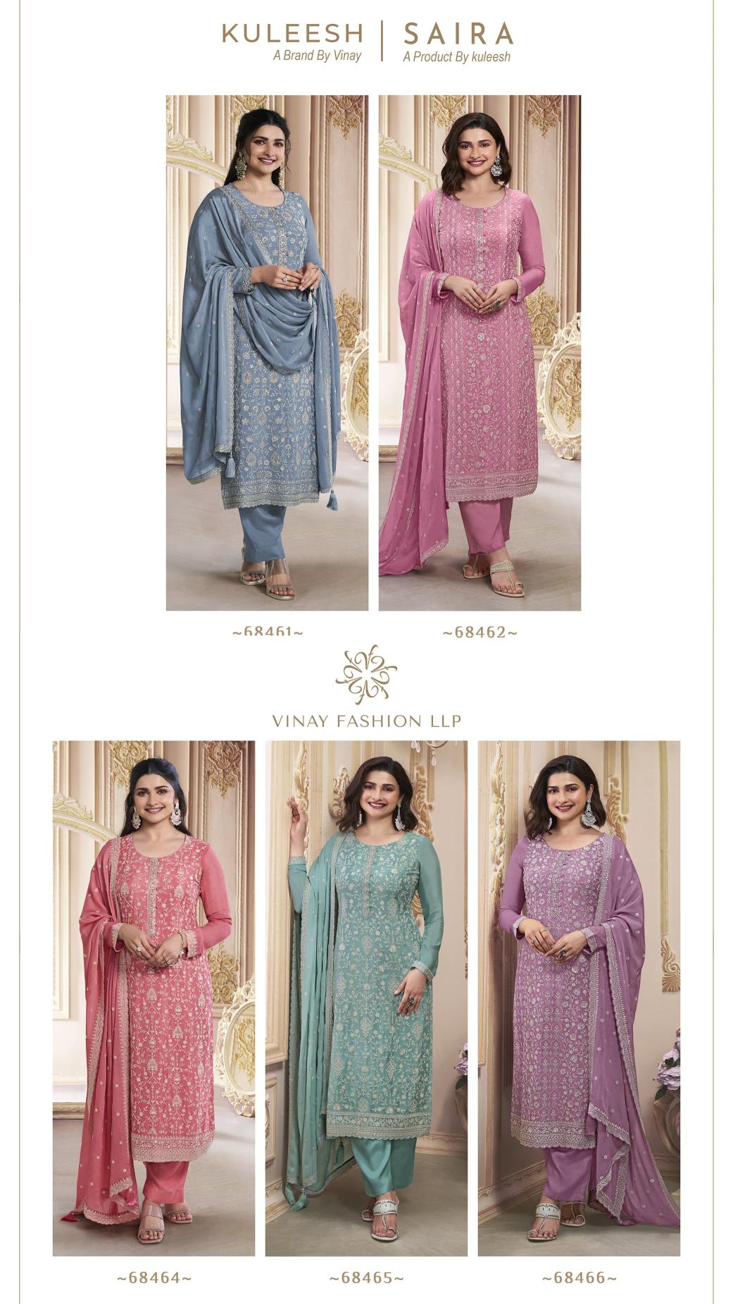Vinay Kuleesh Saira Nx Chinon Embroidered Salwar Kameez Collection wholesaler of Salwar Kameez in Surat