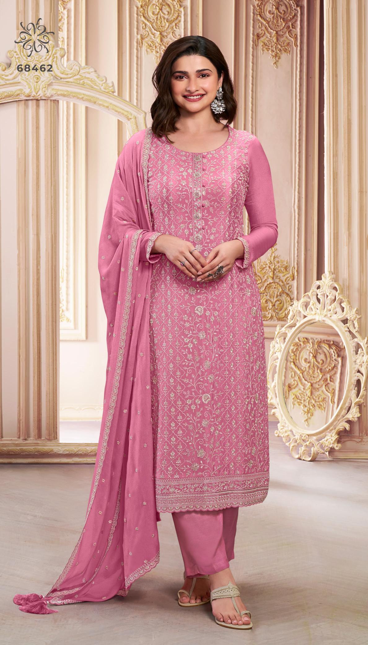 Vinay Kuleesh Saira Nx Chinon Embroidered Salwar Kameez Collection wholesaler of Salwar Kameez in Surat