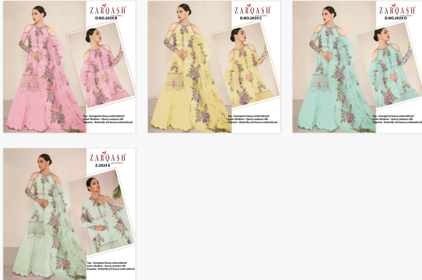 Zarqash Z 2024 Georgette Pakistani Salwar Suits Collection wholesale market in Surat