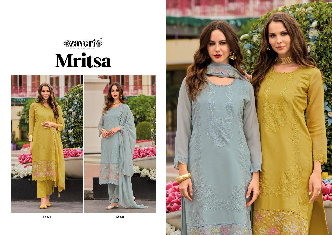 Zaveri Mritsa Soft Organza Embroidered Work Ready Made Collection wholesale manufacturers in Surat