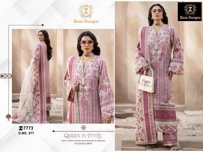 Ziaaz 577 Semi Stitched Cotton Salwar Suit Collection in India