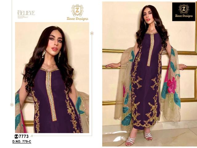 Ziaaz 779 Semi Stitched Pakistani Salwar Kameez manufacturers of wholesale salwar kameez in Surat