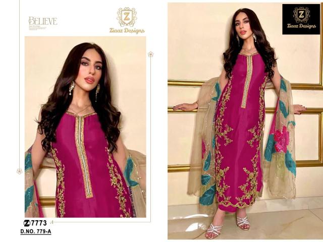 Ziaaz 779 Semi Stitched Pakistani Salwar Kameez manufacturers of wholesale salwar kameez in Surat