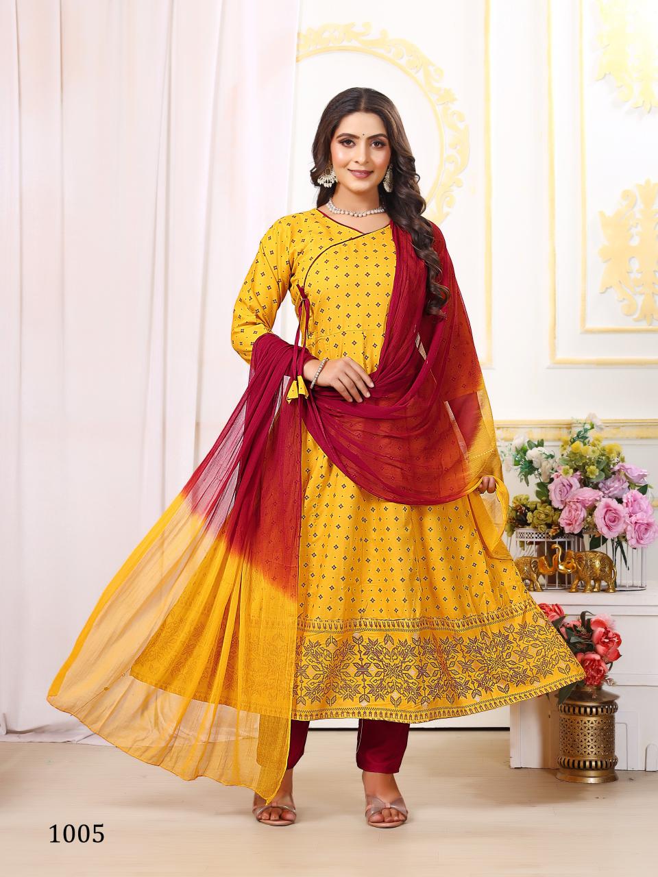 Aashique Plus Vol 1 Rayon Foil Printed Kurti Pant With Dupatta manufacturers of Wholesale Kurti In Surat