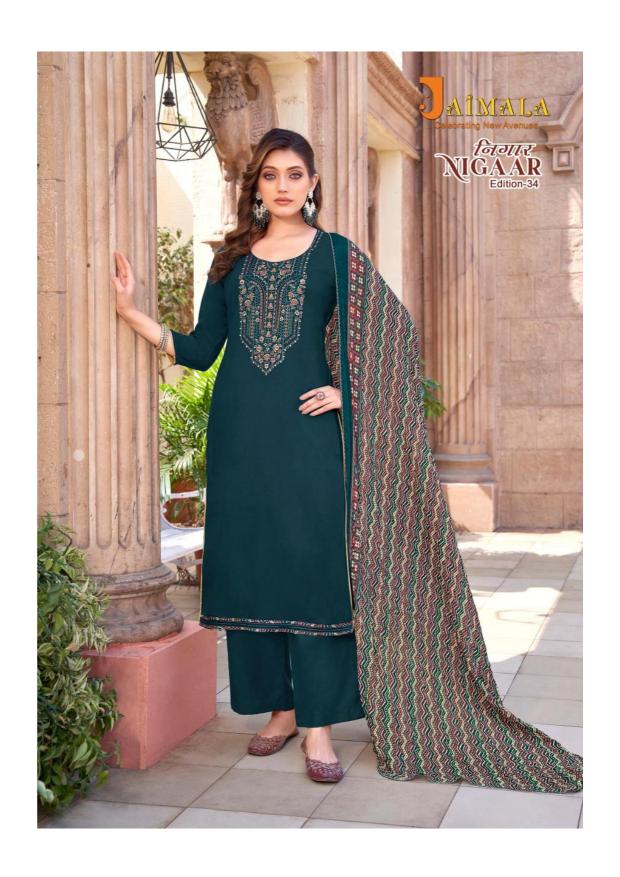 Alok Jaimala Nigaar Vol 34 Catalog wholesaler of dress material in Surat