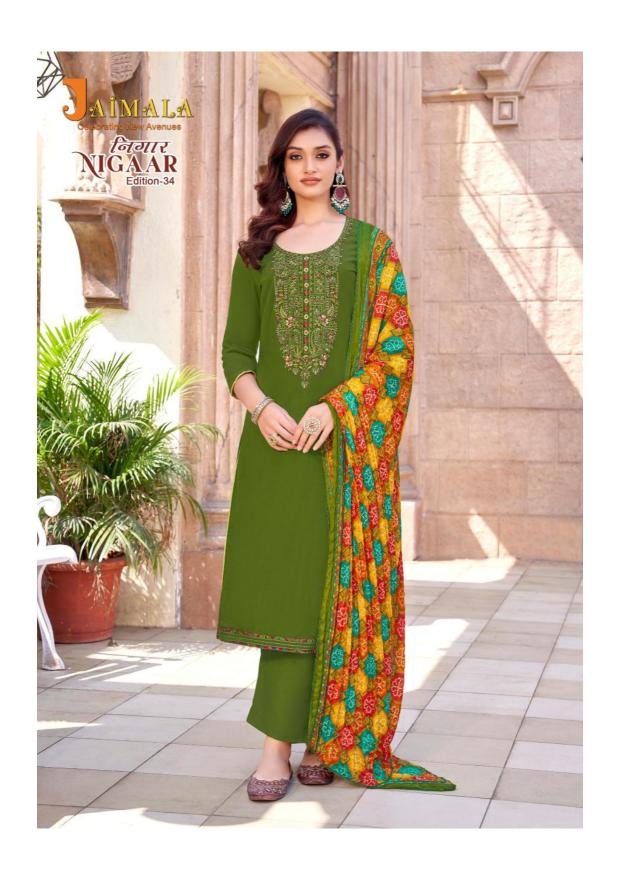 Alok Jaimala Nigaar Vol 34 Catalog wholesaler of dress material in Surat