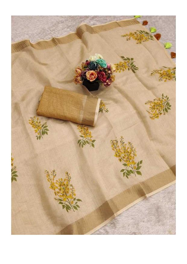 Dazira Meera 268 Digital Printed linen fabric sarees floral online market in Surat