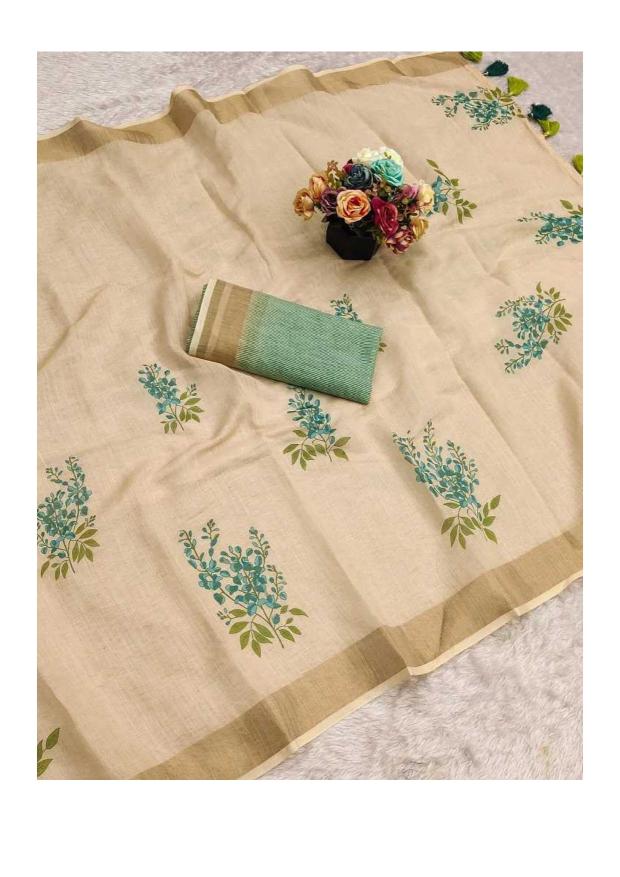 Dazira Meera 268 Digital Printed linen fabric sarees floral online market in Surat