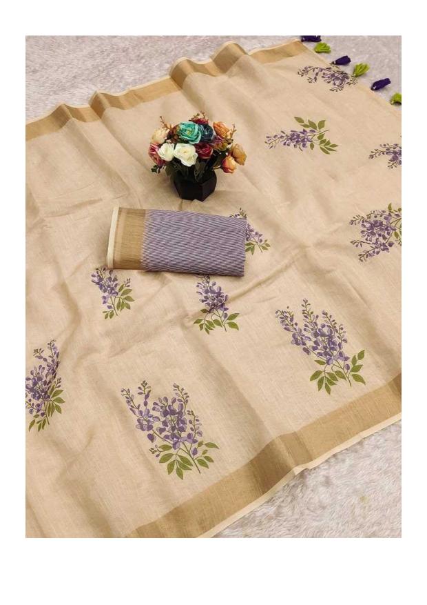Dazira Meera 268 Digital Printed linen fabric sarees floral online market in Surat