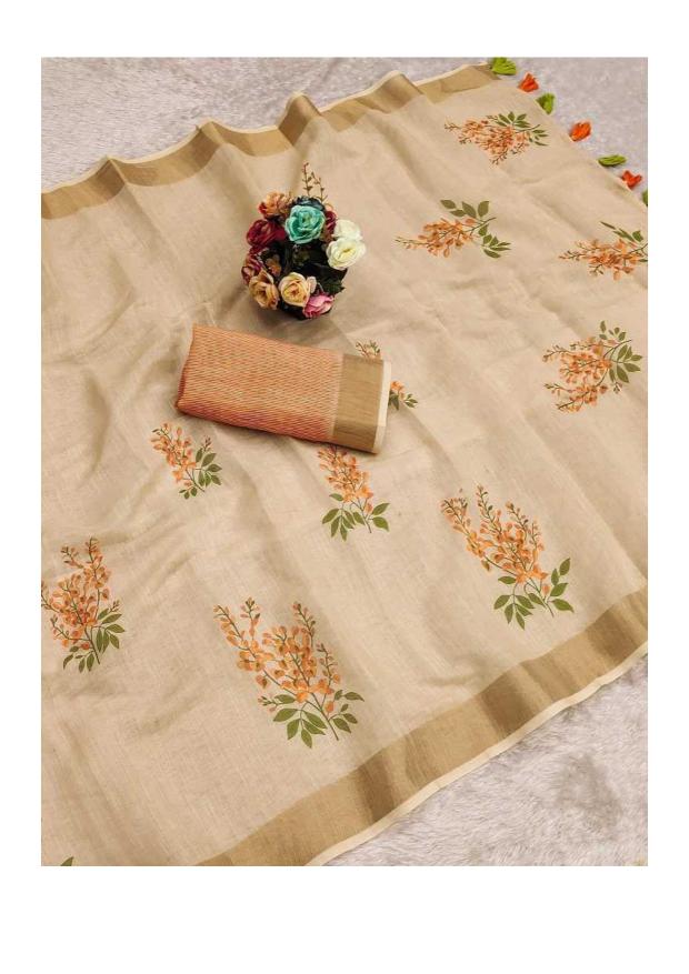 Dazira Meera 268 Digital Printed linen fabric sarees floral online market in Surat