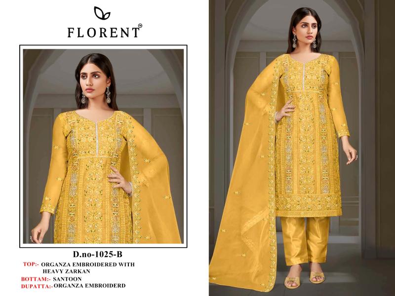 Florent 1025 A To D Organza Embroidered Pakistani Salwar Kameez wholesalers in Surat