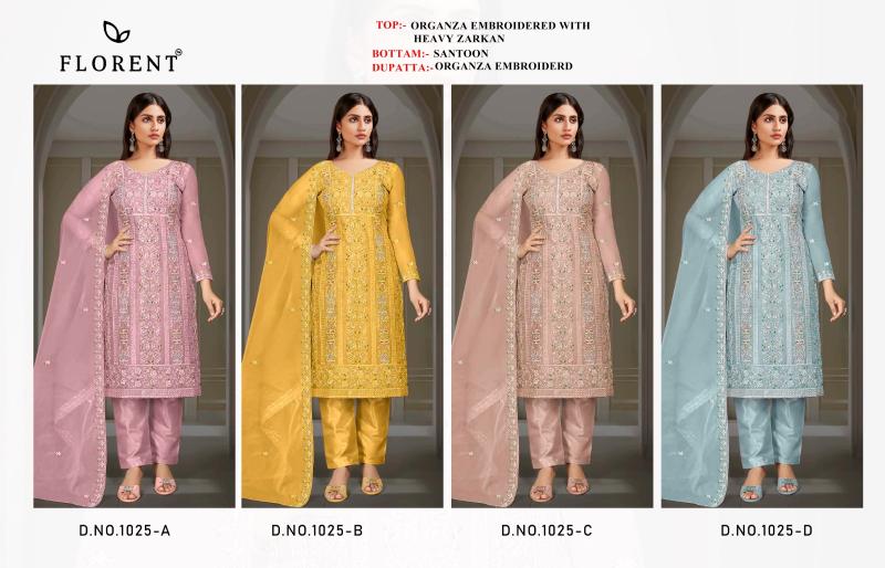 Florent 1025 A To D Organza Embroidered Pakistani Salwar Kameez wholesalers in Surat