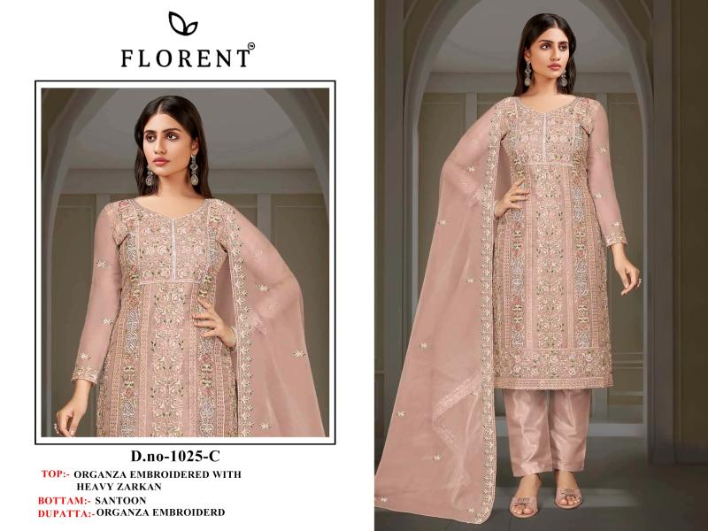 Florent 1025 A To D Organza Embroidered Pakistani Salwar Kameez wholesalers in Surat