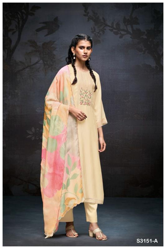 Ganga Bradi Habutai Silk Embroidered Salwar Suit Collection in India