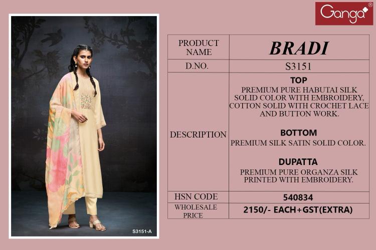 Ganga Bradi Habutai Silk Embroidered Salwar Suit Collection in India