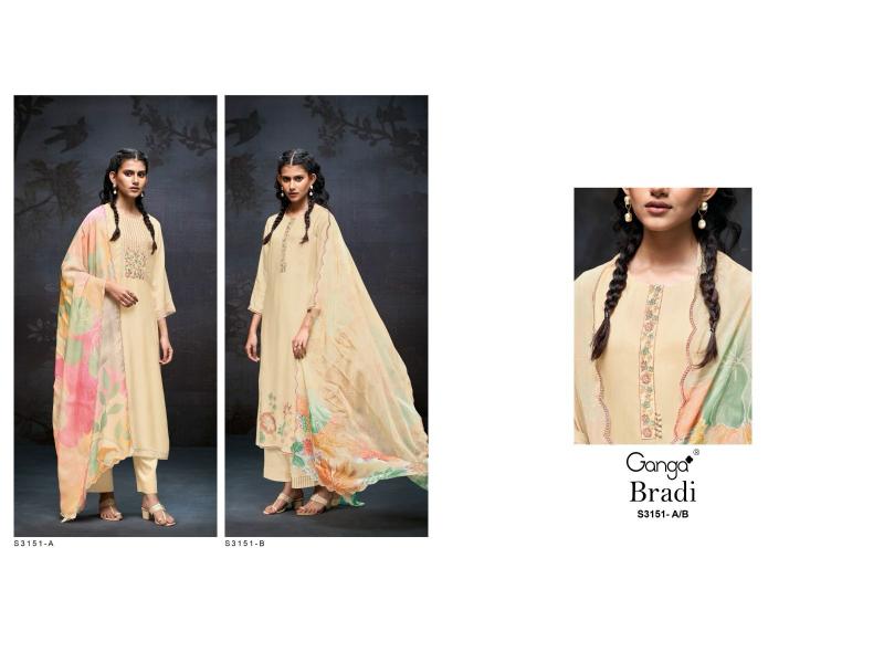 Ganga Bradi Habutai Silk Embroidered Salwar Suit Collection in India