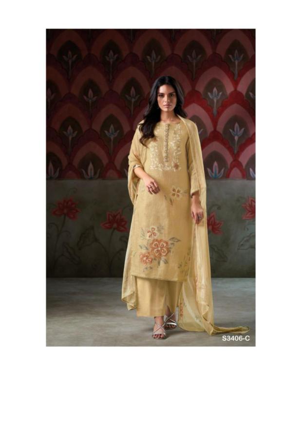 Ganga Carina 3406 catalog wholesale unstitched salwar kameez suppliers in Surat