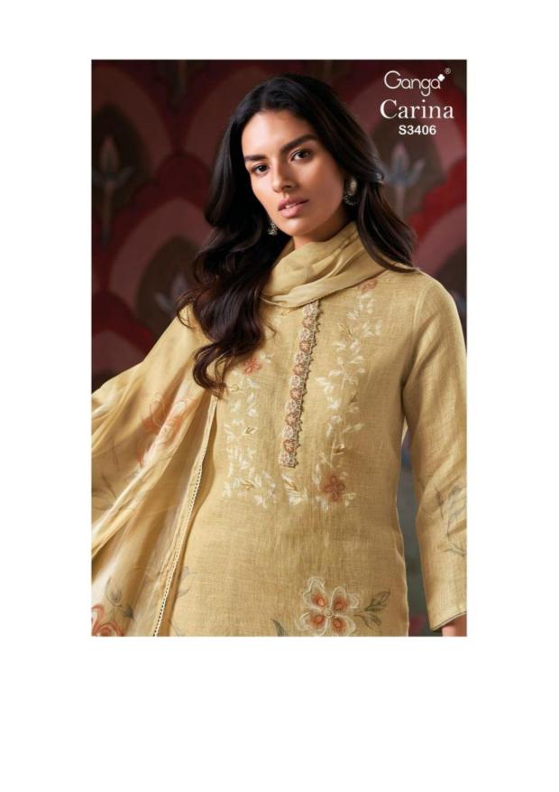 Ganga Carina 3406 catalog wholesale unstitched salwar kameez suppliers in Surat