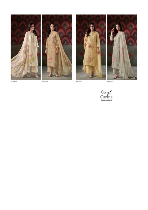 Ganga Carina 3406 catalog wholesale unstitched salwar kameez suppliers in Surat