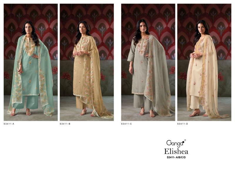 Ganga Elishea Cotton Linen Embroidered Salwar Suit Collection wholesale Salwar Suits manufacturers in Surat