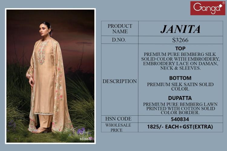 Ganga Janita Bemberg Silk Embroidered Salwar Suit Branded Salwar Suits wholesalers in Surat