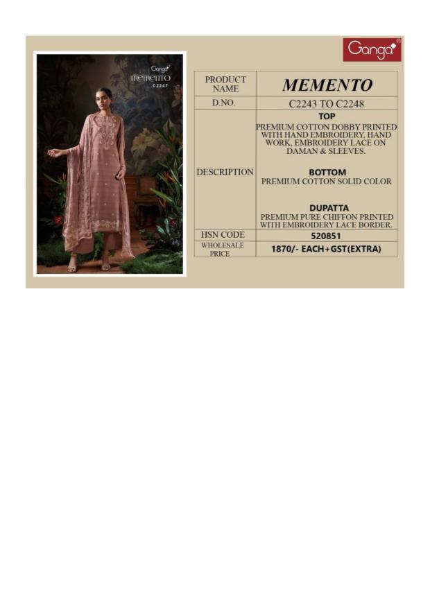 Ganga Memento catalog surat salwar kameez online market in Surat