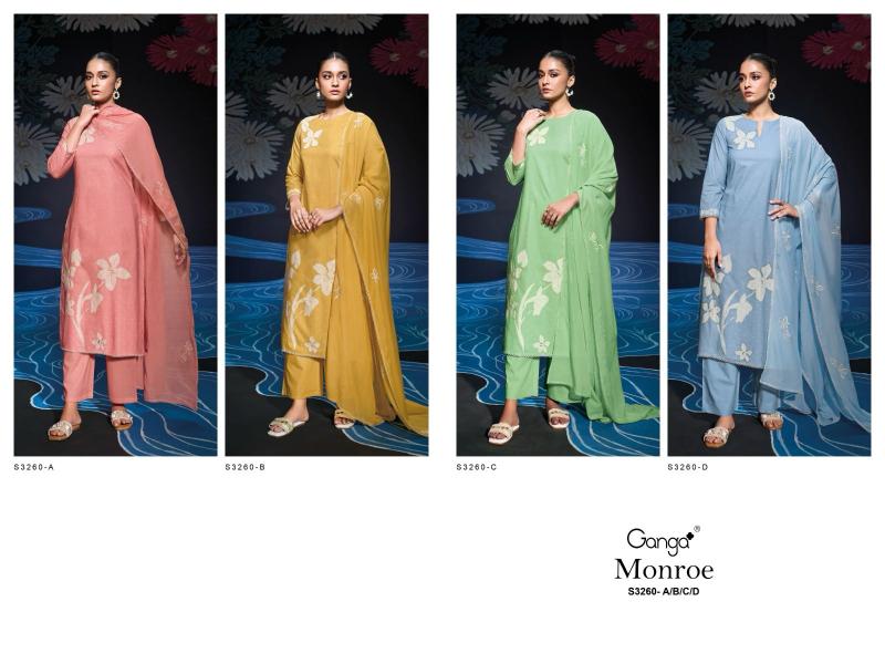 Ganga Monroe Cotton Printed Embroidered Salwar Suit Collection in India