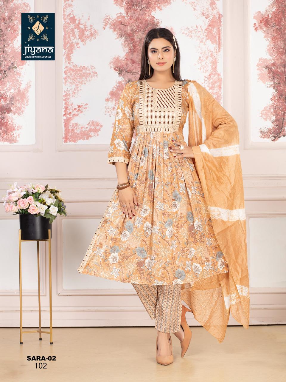 Jiyana Sara Vol 2 Rayon Foil Printed Kurti Bottom With Dupatta wholesale Kurti manufacturers in Surat