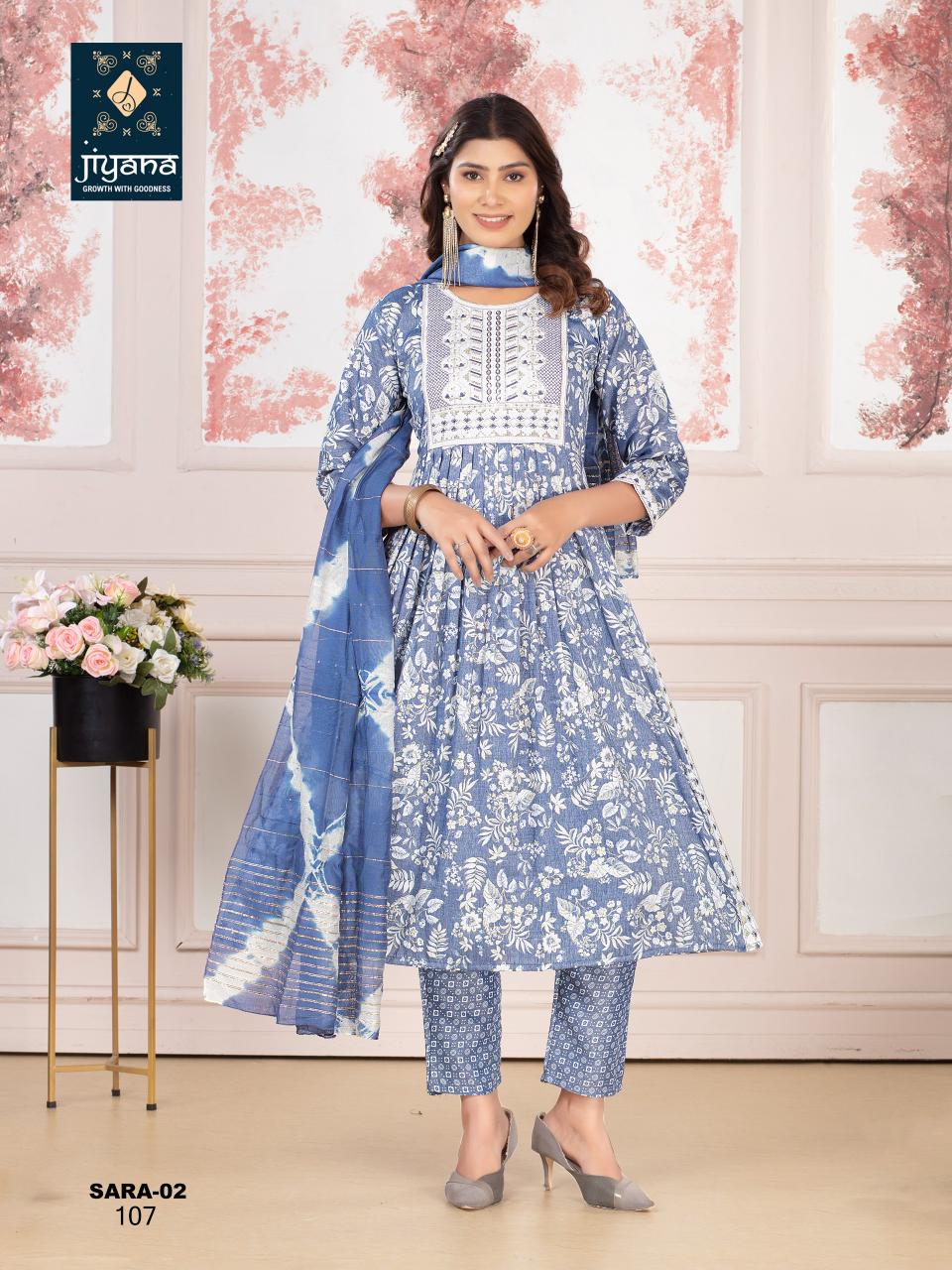 Jiyana Sara Vol 2 Rayon Foil Printed Kurti Bottom With Dupatta wholesale Kurti manufacturers in Surat