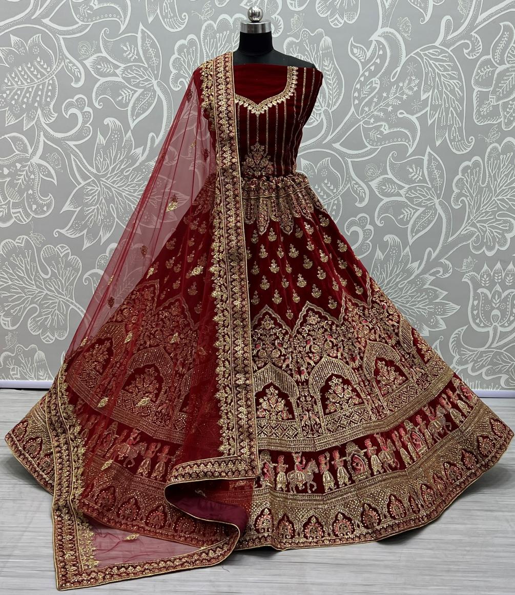 Kapda Wholesale Lc 2346 Velvet Designer Thread Work And Diamond Work Lehenga Choli manufacturers of Wholesale choli market in Surat
