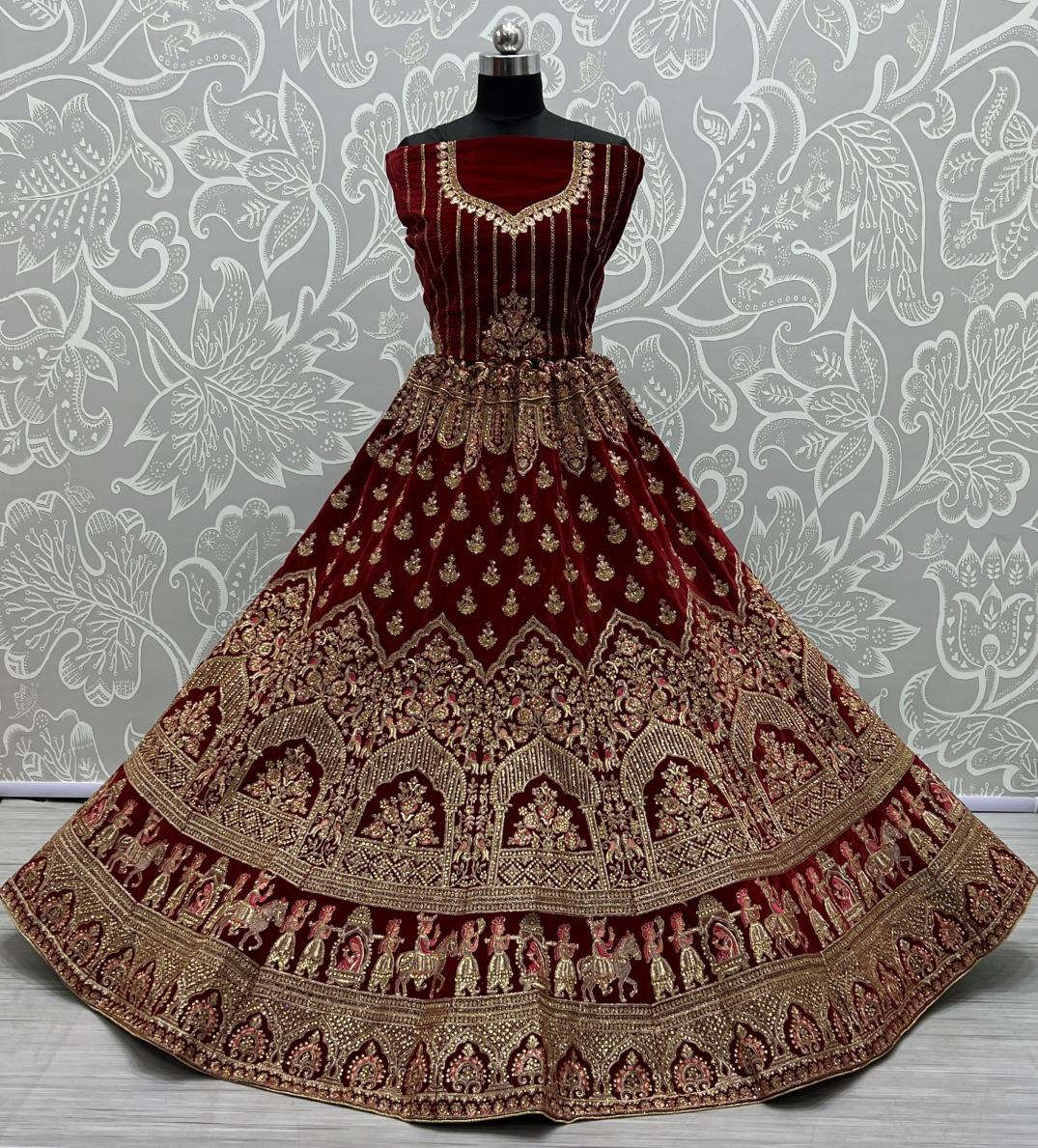 Kapda Wholesale Lc 2346 Velvet Designer Thread Work And Diamond Work Lehenga Choli manufacturers of Wholesale choli market in Surat