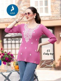 Kaya Miss World 2 catalog Rayon Western Short Top kurti