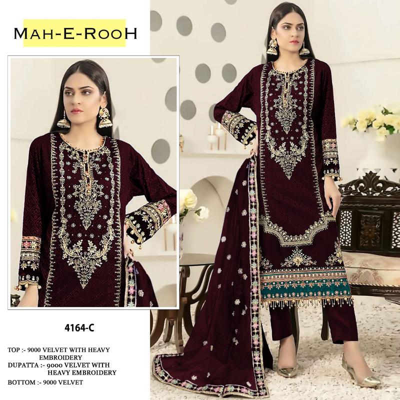 Mah E Rooh 4164 Velvet Embroidered Salwar Kameez Collection in India