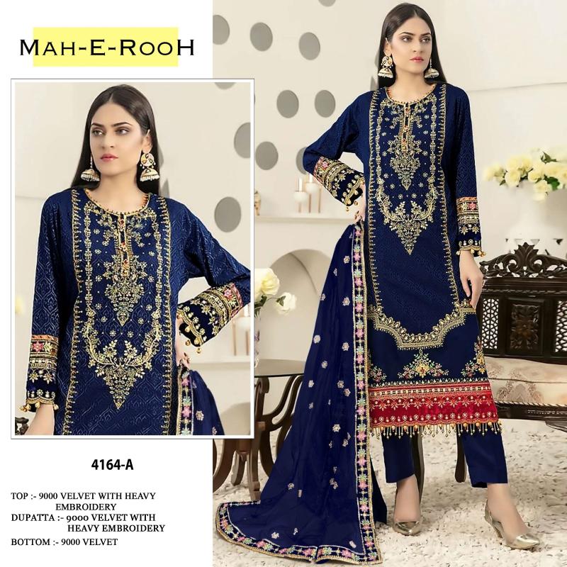 Mah E Rooh 4164 Velvet Embroidered Salwar Kameez Collection in India