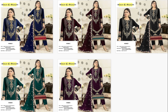 Mah E Rooh 4164 Velvet Embroidered Salwar Kameez Collection in India