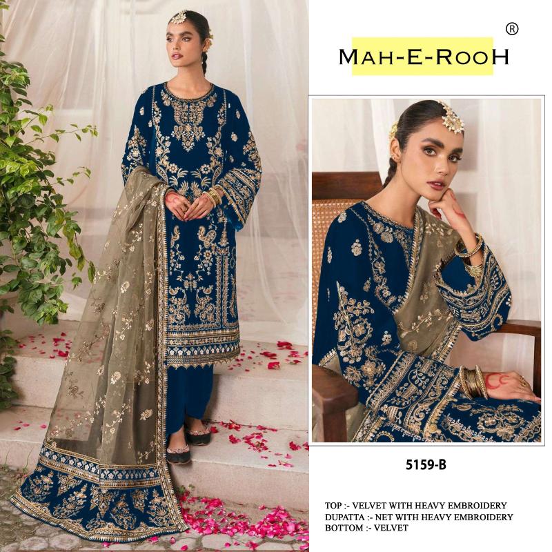 Mah E Rooh 5159 Velvet Embroidered Salwar Kameez wholesalers in India