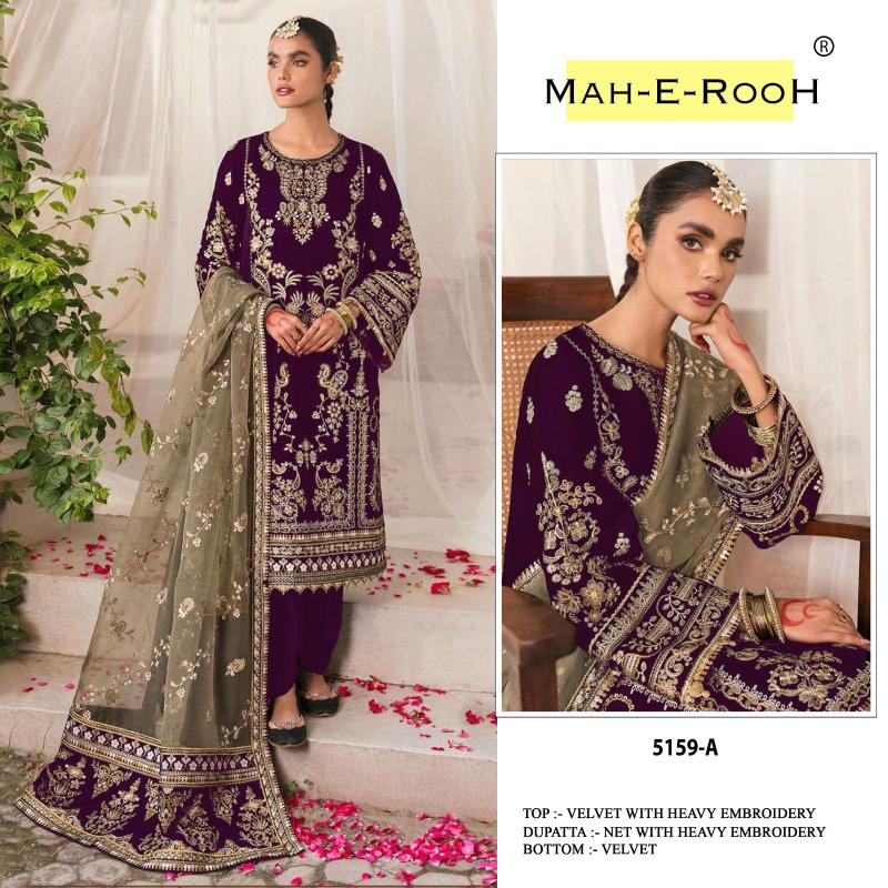 Mah E Rooh 5159 Velvet Embroidered Salwar Kameez wholesalers in India