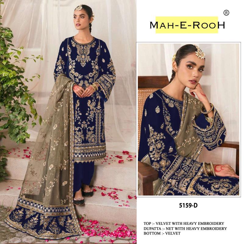 Mah E Rooh 5159 Velvet Embroidered Salwar Kameez wholesalers in India