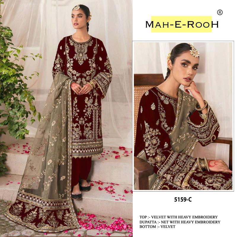 Mah E Rooh 5159 Velvet Embroidered Salwar Kameez wholesalers in India