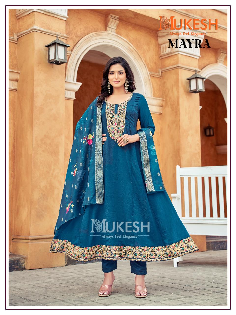 Mukesh Mayra Embroidered Top Bottom With Dupatta manufacturers of Wholesale Kurti in Surat