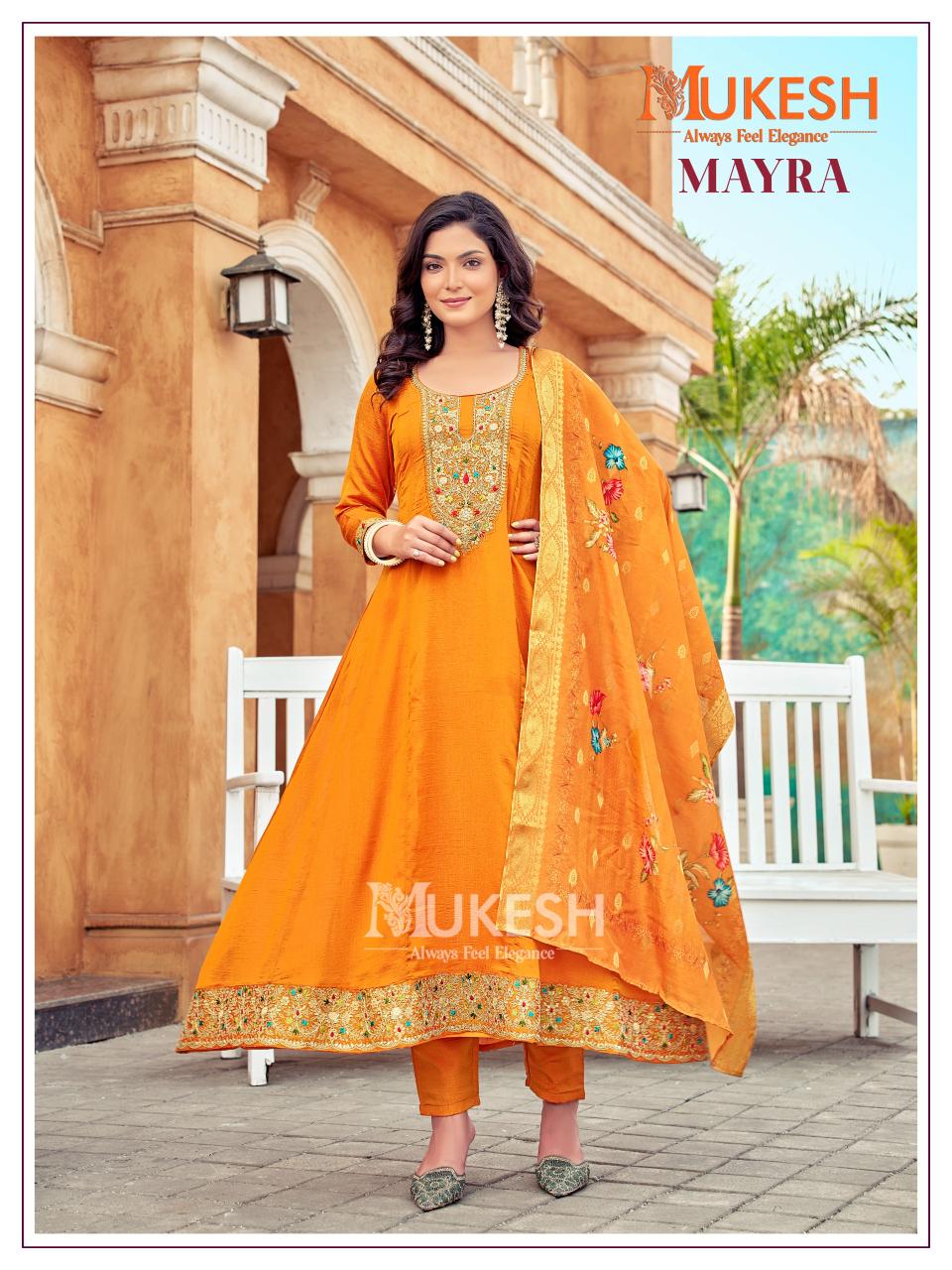Mukesh Mayra Embroidered Top Bottom With Dupatta manufacturers of Wholesale Kurti in Surat