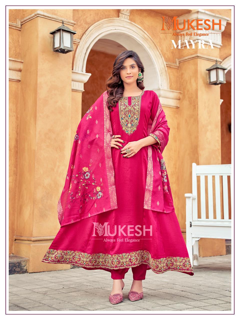 Mukesh Mayra Embroidered Top Bottom With Dupatta manufacturers of Wholesale Kurti in Surat