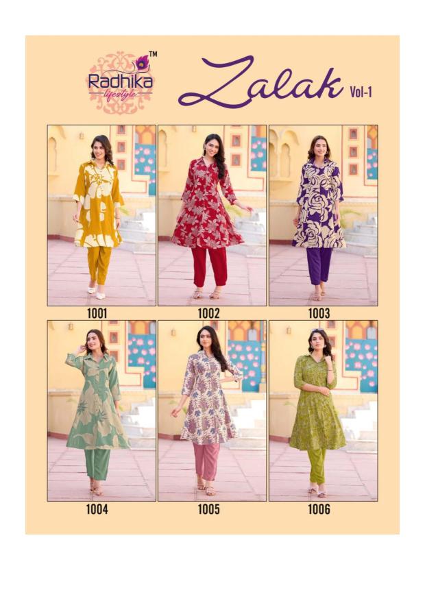 Radhika Lifestyle Zalak Vol 1 catalog indo western cord set in Surat