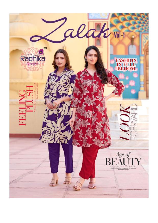 Radhika Lifestyle Zalak Vol 1 catalog indo western cord set in Surat