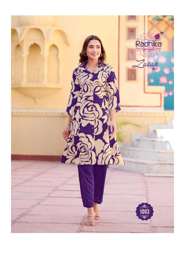 Radhika Lifestyle Zalak Vol 1 catalog indo western cord set in Surat